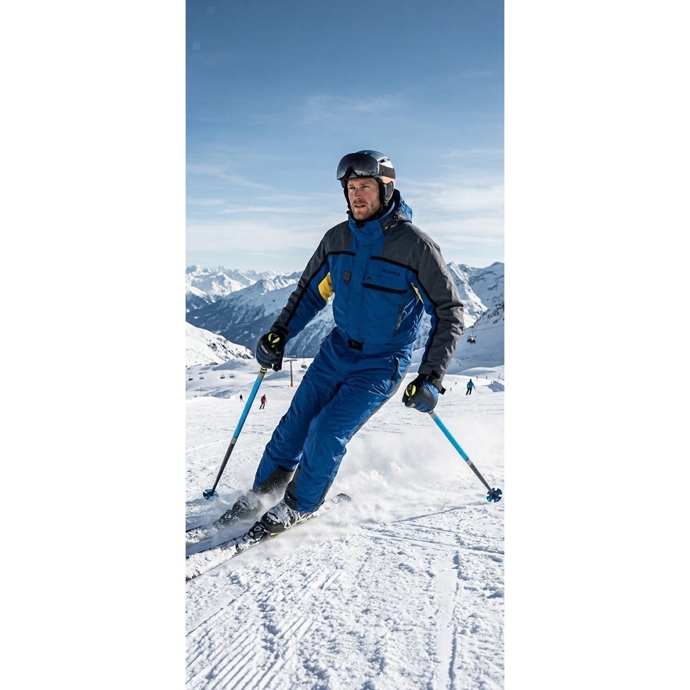 Obermeyer Hinterland One Piece Ski Suit Mens XL Blue Gray Retro Hooded Snowsuit